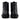 Back view of the Anthony Veer Pembroke Cap-Toe Boot in Obsidian Black, crafted from Italian cowhide leather with textured grain and thick rubber soles for traction, positioned side by side on a white background.
