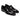 The Belmont Penny Loafer by Anthony Veer, in Onyx Shine Black, features shiny Italian leather with a sleek design and subtle strap. These loafers have a low heel and classic rounded toe, elegantly displayed on a plain white background.