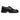 The Sierra Moc // Midnight Grain Black by Anthony Veer is a black dress shoe with a thick sole, featuring a lace-up design and vintage-inspired textured Italian leather accents. It has a rugged Goodyear storm welt outsole for a formal yet sturdy appearance, set against a plain white background.