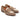 A Terra Dusk Brown suede Beaumont Double Monk Loafer by Anthony Veer, crafted with Bologna construction, features two silver buckles each, light brown leather accents, pointed toe design, and dark brown wooden soles—perfect for formal occasions.