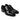 The Regent Cap-Toe // Obsidian Black by Anthony Veer features elegant black Oxford shoes made from Italian cowhide leather with laces and a polished cap-toe. Diagonally presented, they highlight the sleek classic style supported by a durable Goodyear welt construction.
