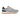 The Edward Runner Sneaker by Anthony Veer features gray mesh and suede panels, white laces, a beige sole with tan tread, and a dark blue heel accent, shown from the side on a white background.