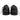The rear view of Anthony Veers Lucca Bit Loafer in black shows a pair crafted from textured Italian calfskin leather. Placed side by side on a white background, the loafers highlight their low heels and smooth soles.