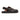 The Anthony Veer Harbor Moc Sandal // Obsidian Milled Black features Italian leather, a closed toe, open heel, and two adjustable brass buckles, displayed in side profile against a white background.
