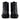 Back view of the Anthony Veer Pembroke Cap-Toe Boot in Obsidian Black, crafted from Italian cowhide leather with textured grain and thick rubber soles for traction, positioned side by side on a white background.