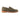 The Anthony Veer Brighton Penny Loafer in olive suede features a low brown rubber sole and matching strap, shown in side profile on a white background—a refined men's shoe perfect for versatile styling.