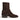 The Anthony Veer Sloane Harness Boot in Tobacco Velvet Brown Suede features Italian cowhide, a pointed toe, low stacked heel, and decorative harness with metallic studs and ring. Shown side view on white background.