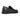 The Anthony Veer Siena Leather Penny Loafer in Obsidian Milled Black is a men's dress shoe crafted from textured Italian calfskin leather, featuring a low stacked heel and visible stitched sole, seen here from a side view.
