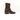 Sloane Harness Boot in Chestnut Depth Brown, featuring dark brown premium Italian leather, a metal ring, and a stacked heel.