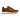 The Edward Runner Sneaker // Cognac Navy by Anthony Veer boasts a side profile of brown leather and suede textures with black laces, blue accents, a white sole, and tan rubber outsole on a white background.