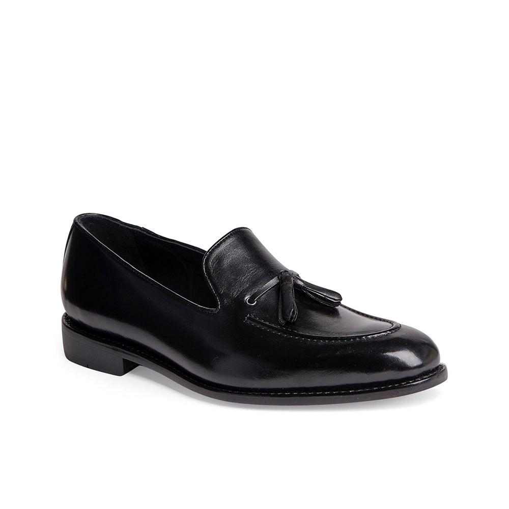 Men's black leather tassel 2024 loafer